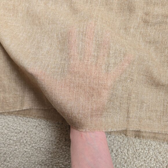 Cashmere Wrap/Scarf Large Woven Lightweight Tan - Picture 3 of 6